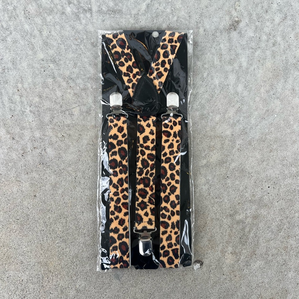 Leopard Print Y Back Adjustable Unisex Suspenders NEW IN PACKAGE